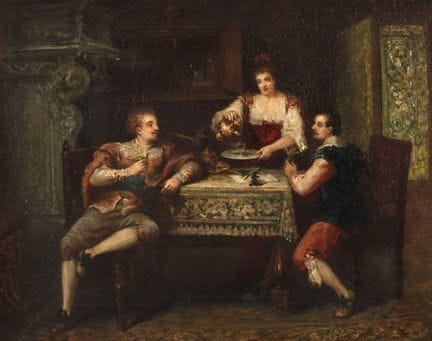 Paul Delaroche, «Sociedad renacentista»
En una sal
