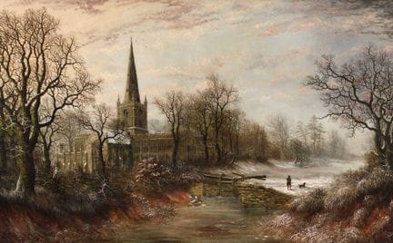 Charles Leaver, attribuito, Monastero in un paesag
