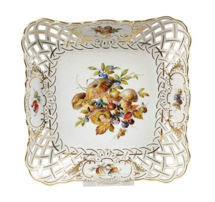 Meissen coupe ajourée décor champignon
marque d'ép