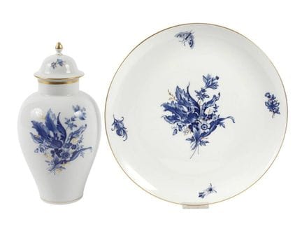 Meissen, ensemble de deux pièces « Fleur bleue / H