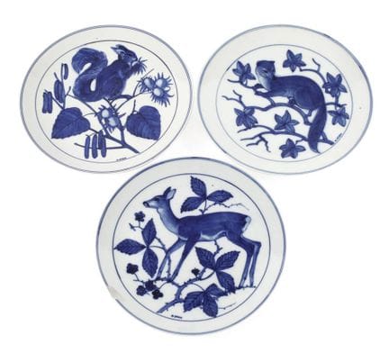Meissen, trois assiettes murales à motifs animalie