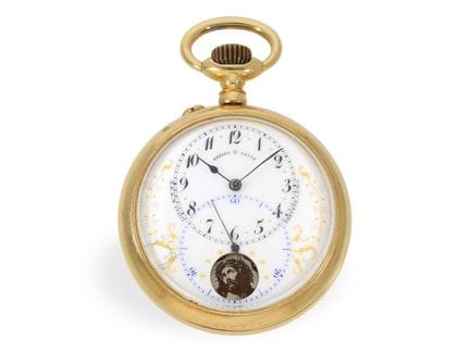 Rare Taschenuhr mit Automat" REVOLVING PORTRAITS" 