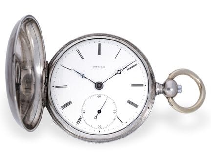 Taschenuhr: Longines Rarität, frühe Savonnette mit