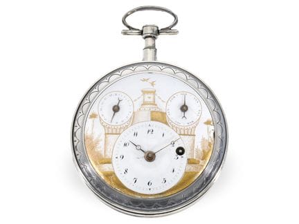 Taschenuhr: seltene Kalenderuhr mit sichtbarer Unr