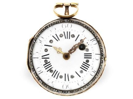Taschenuhr: frühe Spindeluhr mit skelettiertem Wer