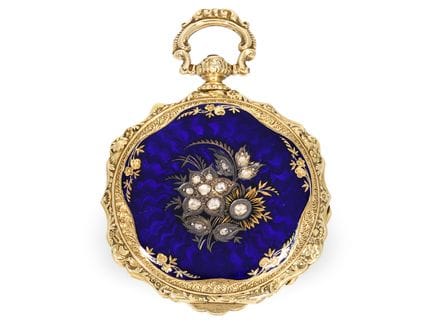 Taschenuhr: hochfeine Genfer Goldemaille-Lepine mi