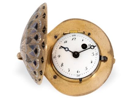 Anhängeuhr: Gold/Emaille Formuhr " Muschel", vermu