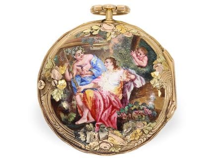 Taschenuhr: außergewöhnlich schöne Rokoko Gold/Ema
