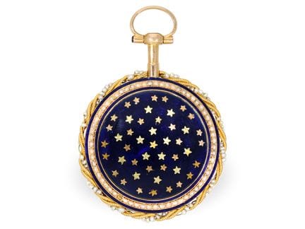 Taschenuhr: sehr seltene Gold/Emaille Spindeluhr m
