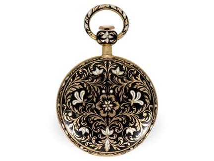 Taschenuhr: äußerst seltene Gold/Emailleuhr Bregue