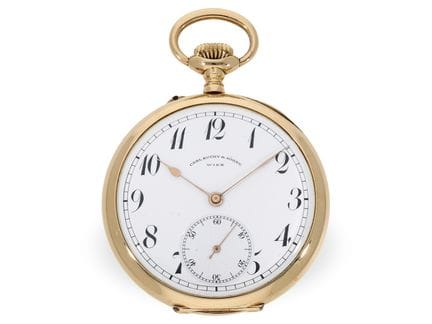 Sehr gut erhaltene Taschenuhr mit Box, Hofuhrmache