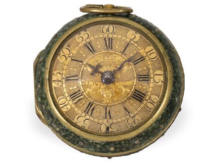 Taschenuhr: frühe Londoner Sackuhr um 1690, Simon 