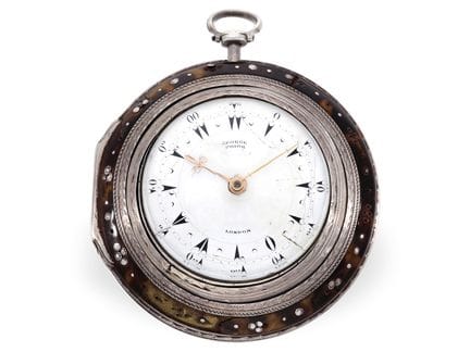 Taschenuhr: große 4-fach Gehäuse Spindeluhr für de