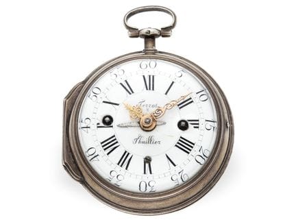 Taschenuhr: frühe Spindeluhr mit Alarm, Terrot et 