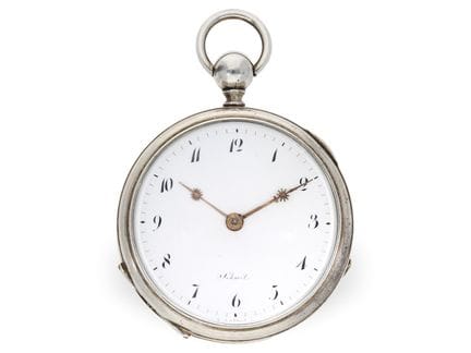Taschenuhr: sehr seltene Spindeluhr mit Selbstaufz