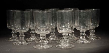 Eleven wine glasses, German, 19th century. Grayish