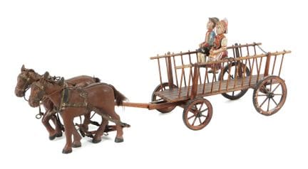 Charrette tirée par des chevaux, probablement de B