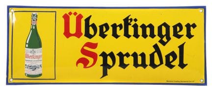 Überkinger Sprudel enamel sign, probably from the 