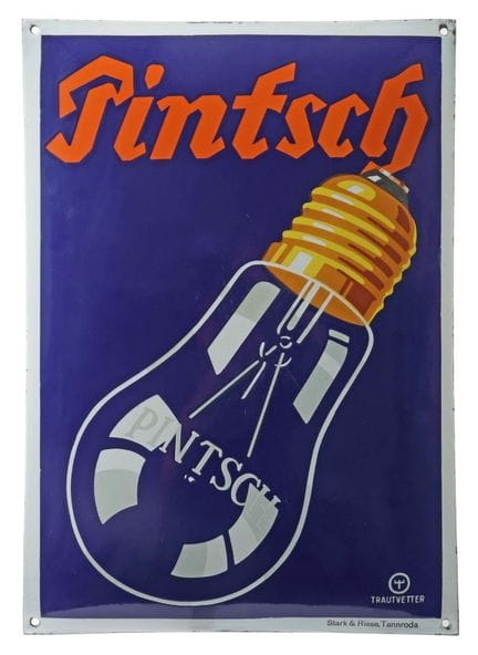 Pintsch enamel sign, ca. 1920s–1930s, domed, stenc