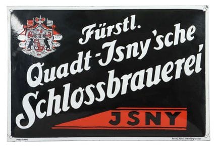 Princely Quadt Castle Brewery, Isny—enamel sign, c