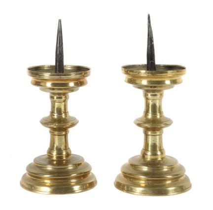 Pair of Gothic disc candlesticks, probably from so