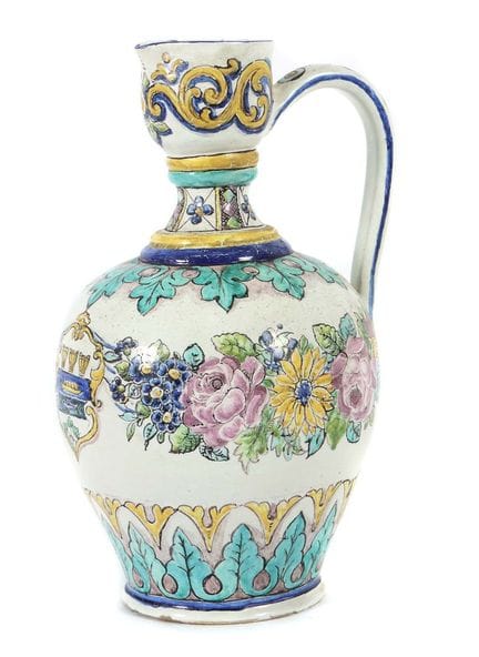 Handled jug Gmunden/Austria, c. 1840. Sand-colored