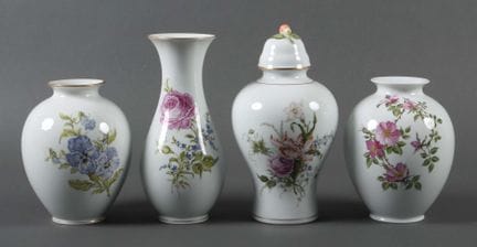 Four Ludwigsburg vases, 20th century. Porcelain, g