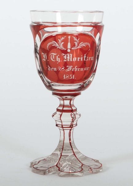 Souvenir glass Bohemia, dated 28 February 1851. Co
