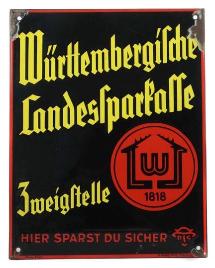 Württembergische Landessparkasse, Emailleschild Br