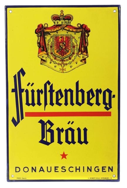 Fürstenberg - Bräu Donaueschingen enamel sign, ca.