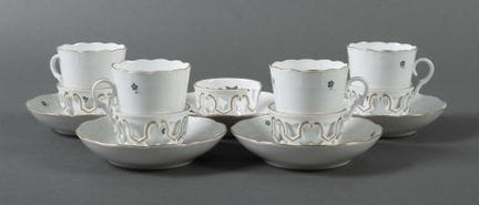Four cups with five saucers, Herend, Hungary, 20th