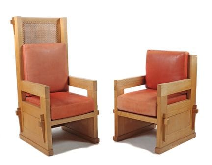 Two Loheland armchairs, probably from the second t
