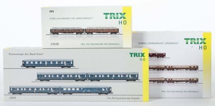 3 coffrets de wagons Trix, échelle H0, n° 23373, c