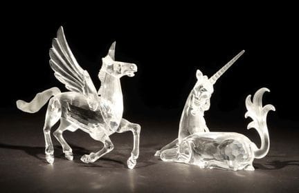 Unicorn and Pegasus, Swarovski, 20th century. Crys