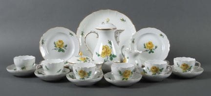 "Yellow Rose" Meissen coffee set, 20th century. Co