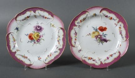 Two dinner plates from the Schwerin Meissen servic
