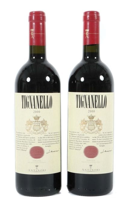2 bottles of Tignanello red wine, 2000, Antinori, 