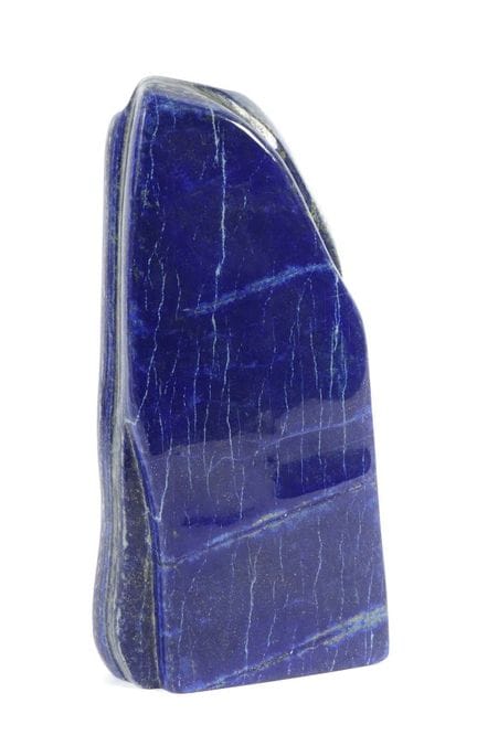 Lapislázuli. Piedra en bruto pulida, con estructur
