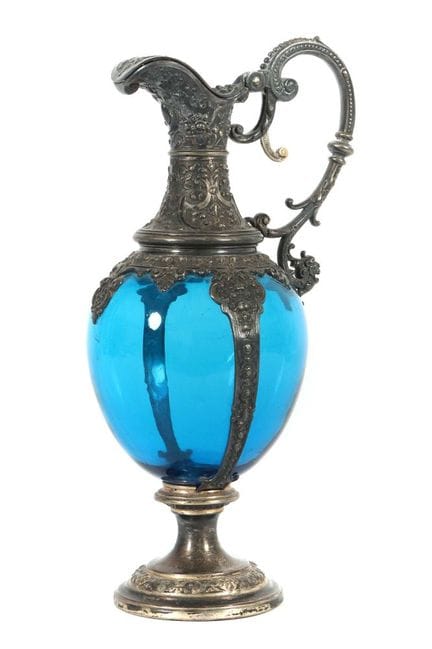 WMF liqueur carafe, Geislingen, ca. 1900. Silver-p