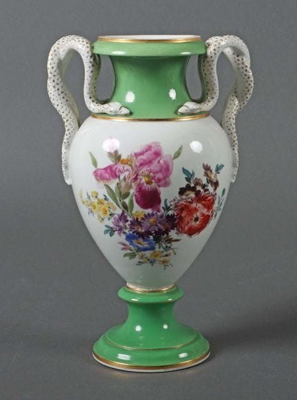 Vase with serpent-shaped handles; designed by Erns