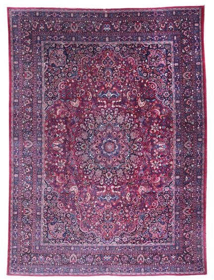 Feiner Mashad Medaillonteppich Ostpersien, wohl um