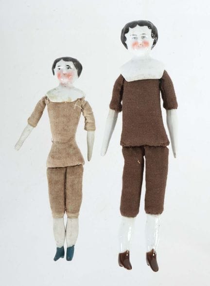2 poupées de salon anciennes, vers 1860/80, têtes 