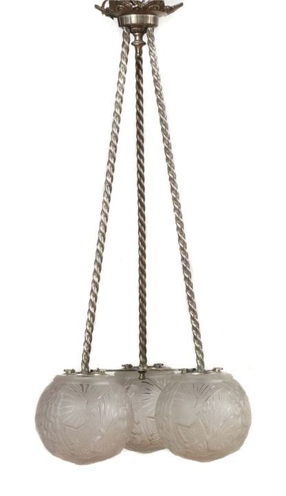 Art Deco pendant lamp by Muller Frères, France, Lu