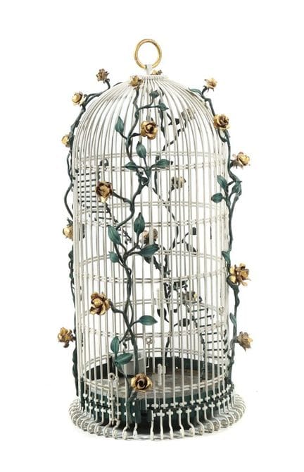 Birdcage with Rose Vines, 20th century, wrought ir