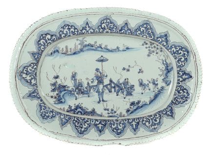 Large plate with chinoiserie motifs, Fayence de Ne