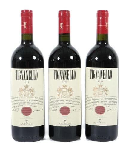 3 bottles of Tignanello red wine, 1999, Antinori, 