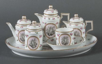 Tête-à-tête mocha set, KPM, Berlin, 1785. Consisti