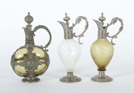 Three liqueur carafes, German, late 19th century. 