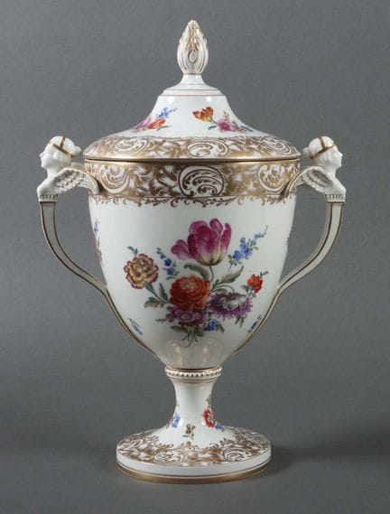 Ornate lidded vase, Vienna, early 19th century. Po