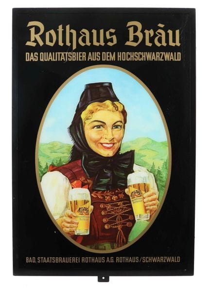 "Rothaus Bräu" reverse-glass advertising sign—the 